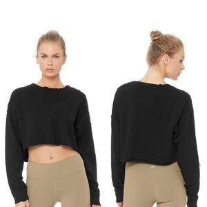 Ali Yoga distressed Fierce cropped pullover